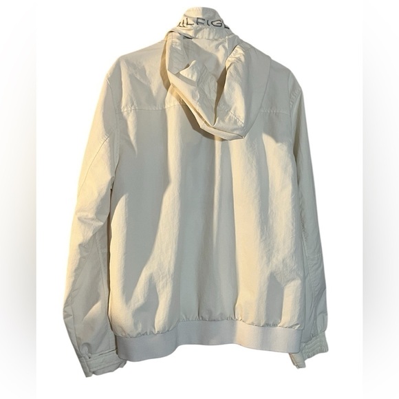 Tommy Hilfiger windbreaker retro full zip hooded jacket off white/white Large - Picture 2 of 14